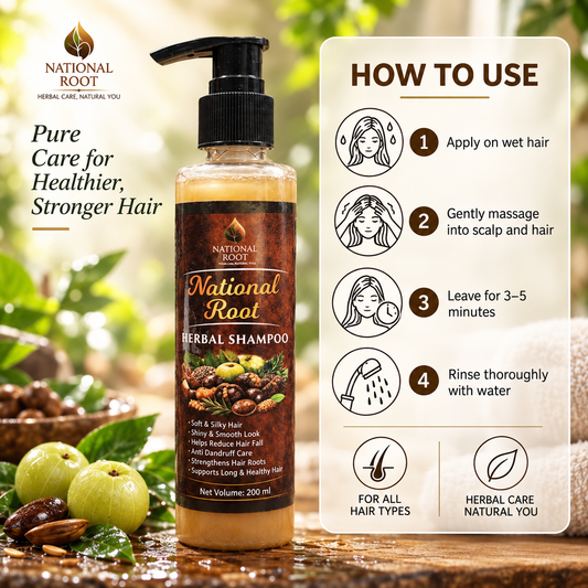 National Root Herbal Shampoo – Anti Hair Fall & Dandruff Control