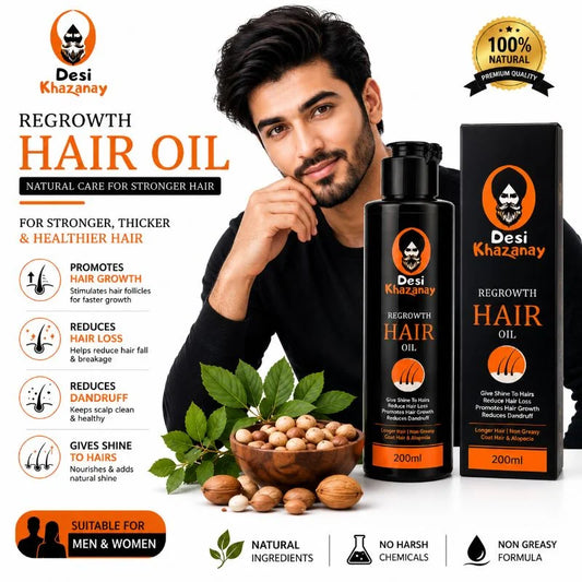 Desi Khazanay Hair Oil – Natural Non-Greasy Nourishing Hair Care Oil for Shine, Softness & Healthy-Looking Hair (200 ml)