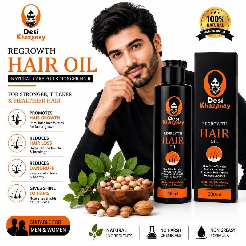 Desi Khazanay Hair Oil – Natural Non-Greasy Nourishing Hair Care Oil for Shine, Softness & Healthy-Looking Hair (200 ml)